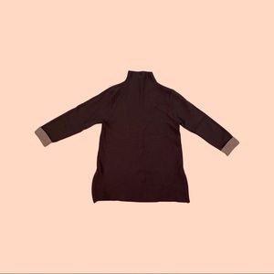 Tahari size M deep olive green mock neck sweater with zipper details on the side